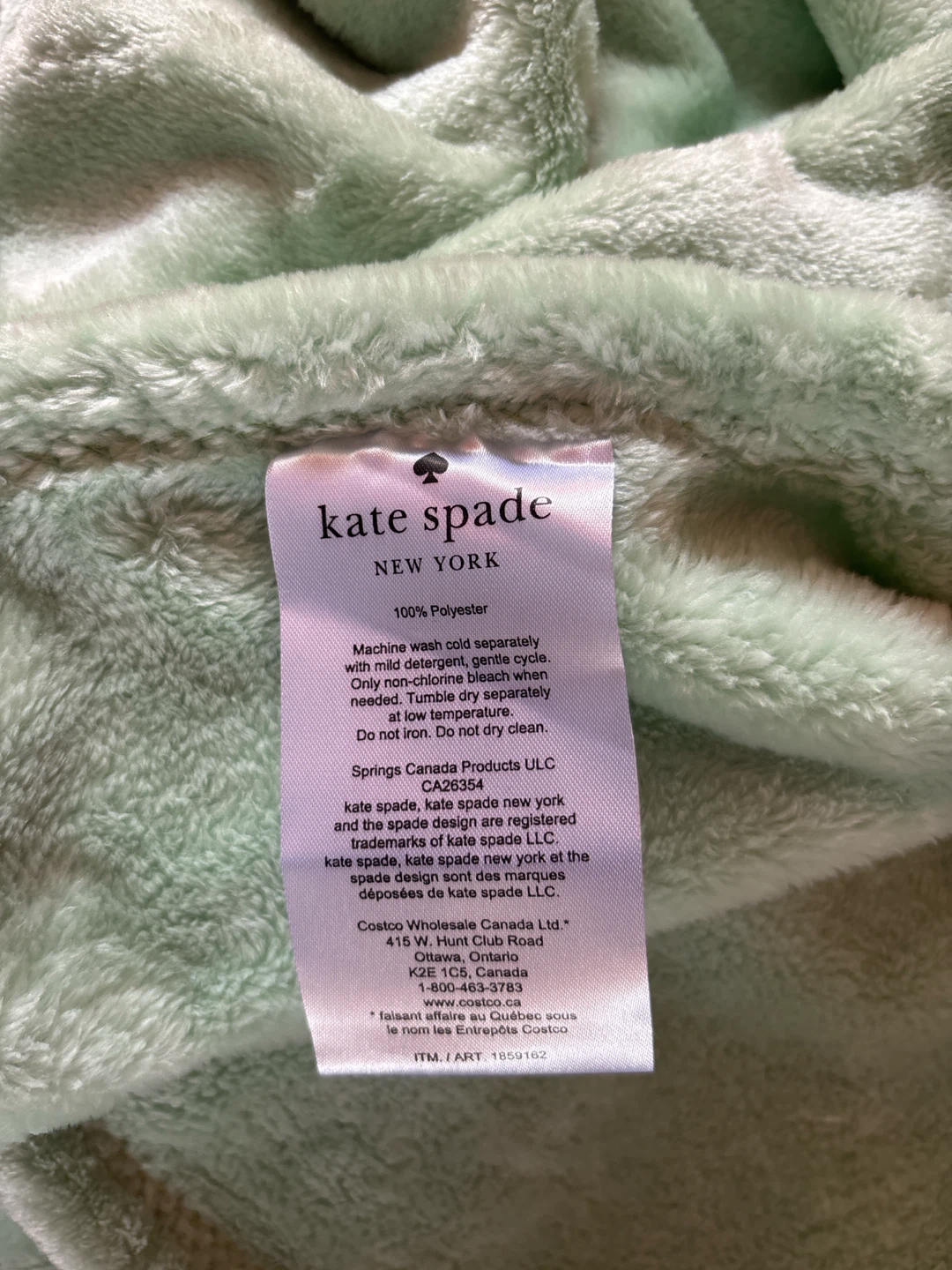 NWOT Kate Spade New York Plush Throw - Mint Green 60x70 - photo 2