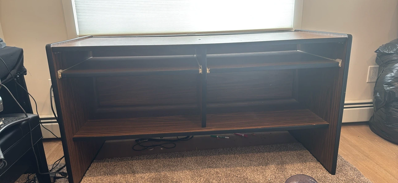 Wood Console Desk with Shelving