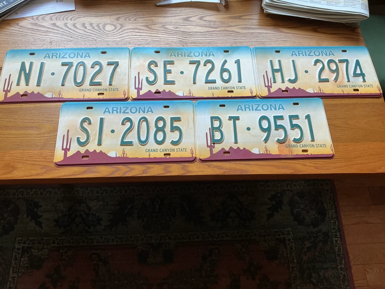 Set of 5 Vintage Plastic TV PROPS Arizona License Plates