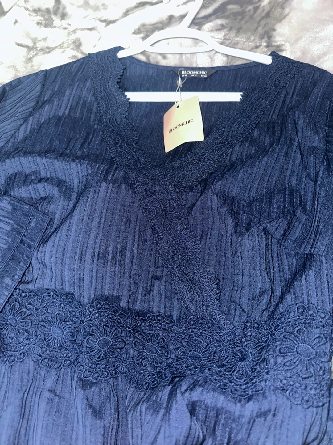 Bloomchic Navy Blue Lace Trim Dress - photo 4