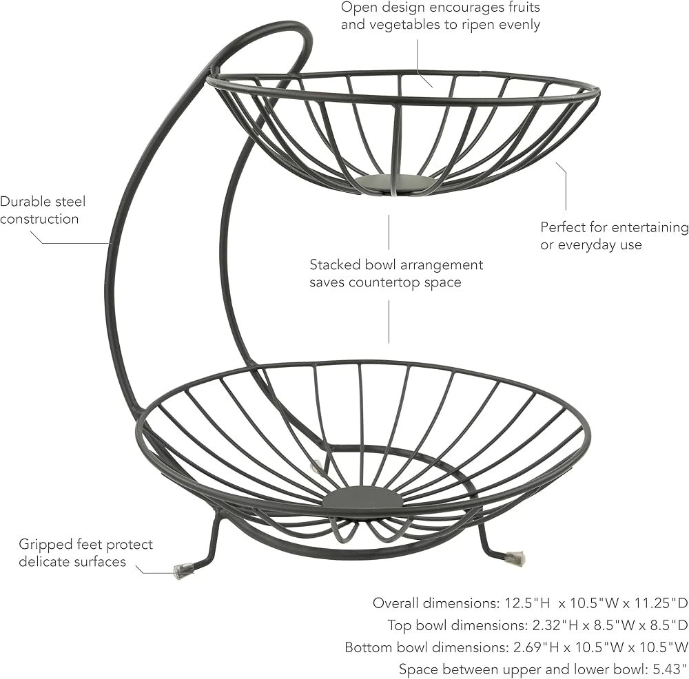 2-Tier Wire Fruit Bowl Stand - photo 2