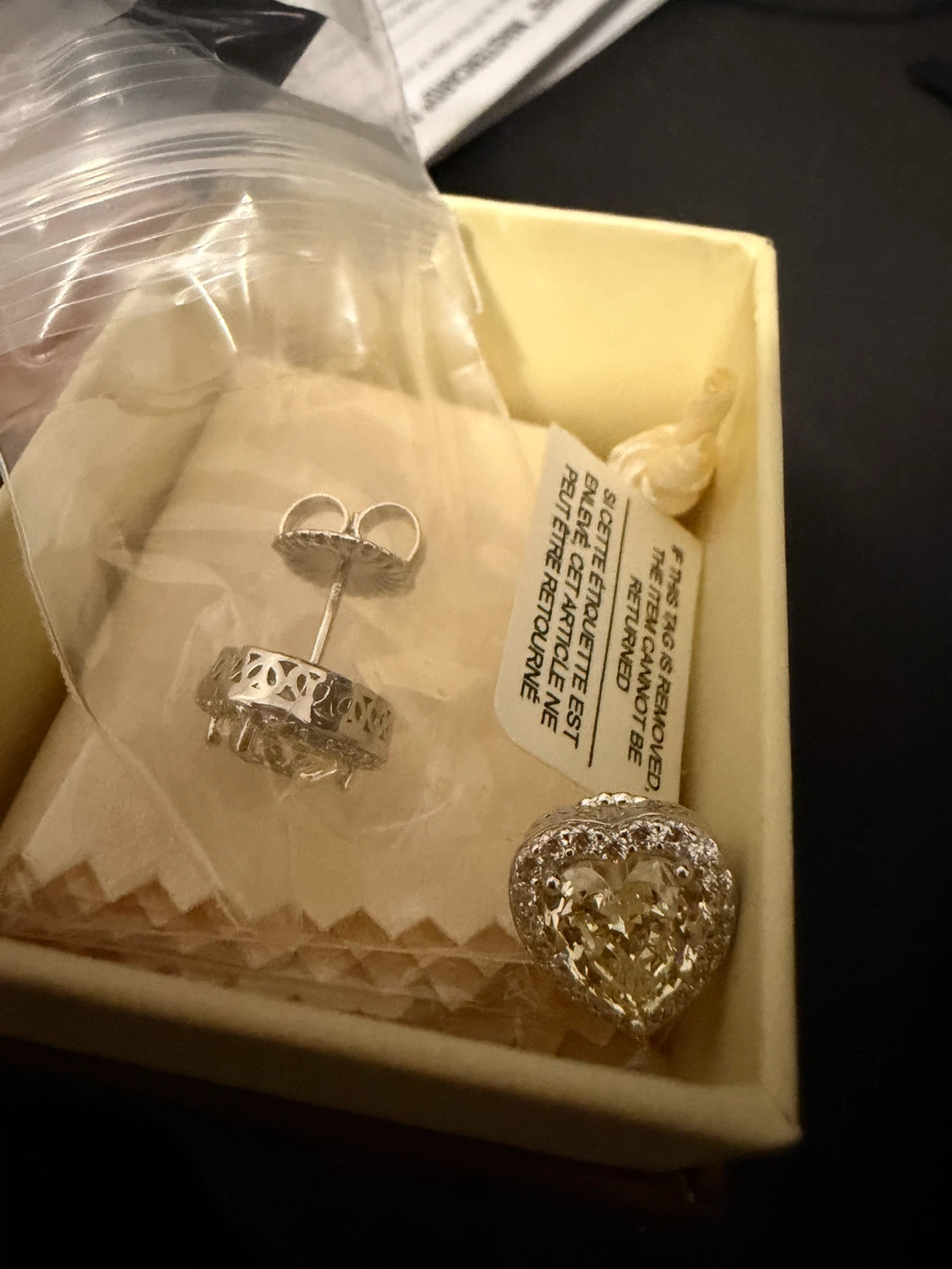 Sterling silver 925 Heart Earrings, necklace and ring canary - photo 4