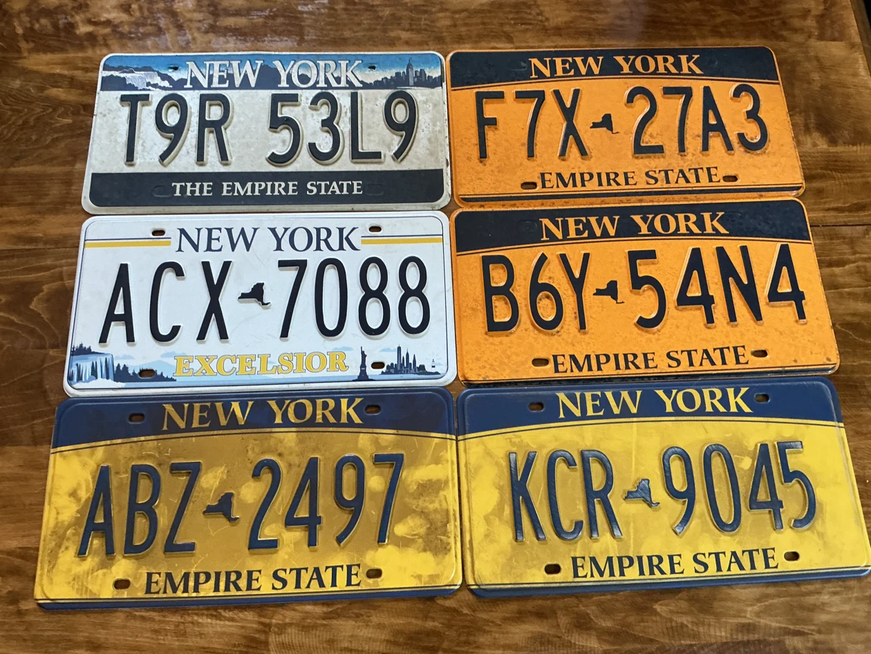 Vintage Lot of 6 Plastic TV PROPS New York License Plates