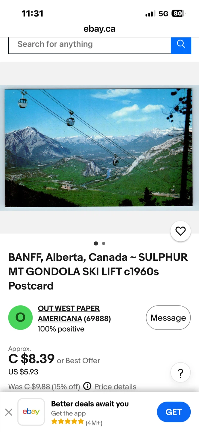 Banff Townsite from Sulphur Mountain Postcard - photo 3