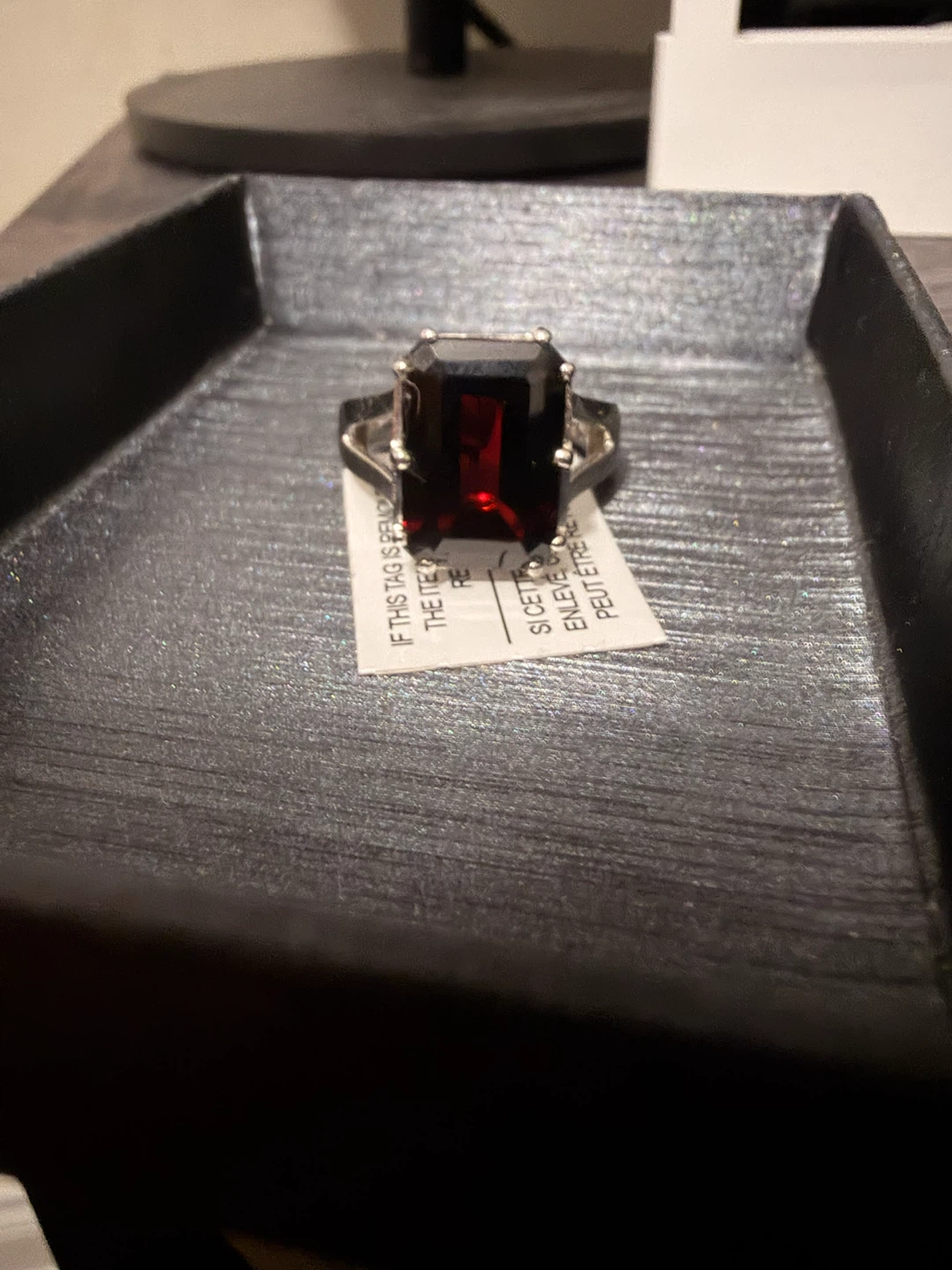 Sterling silver 925 Emerald Cut Garnet Ring size 6