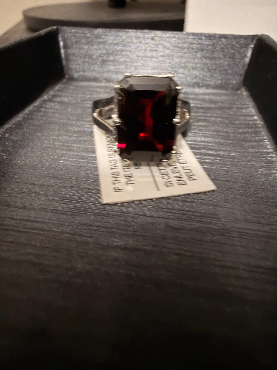 Sterling silver 925 Emerald Cut Garnet Ring size 6 - photo 2