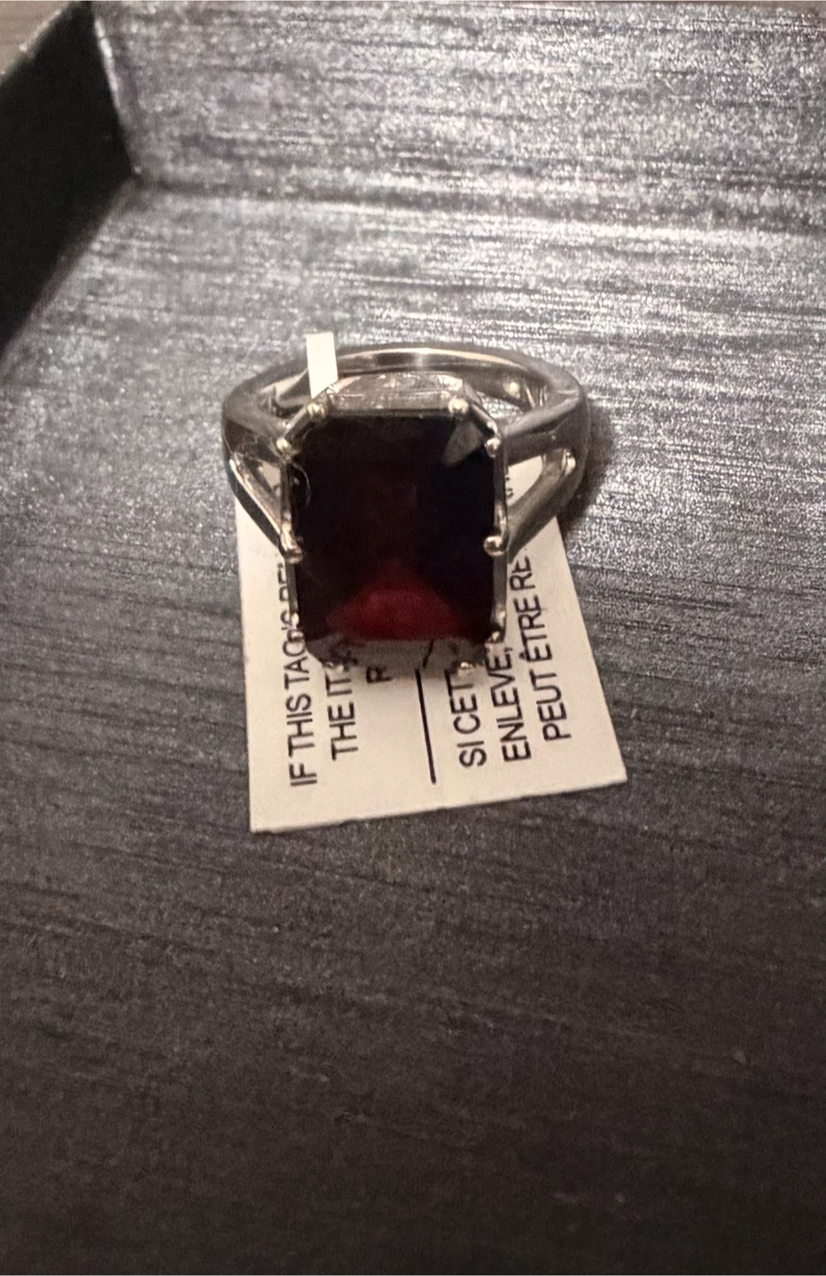 Sterling silver 925 Emerald Cut Garnet Ring size 6 - photo 3