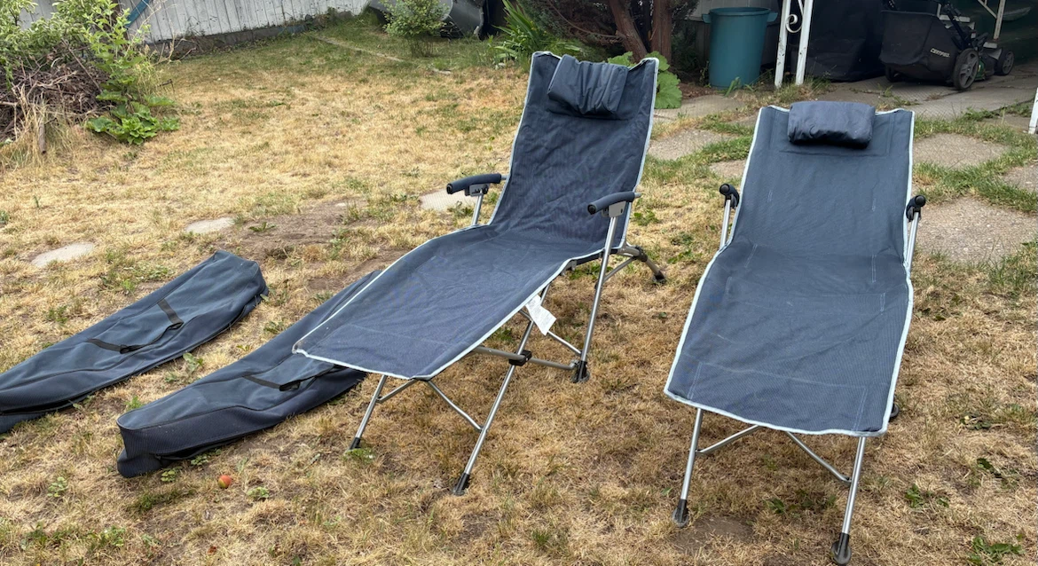 Set of 2 Folding Lounge Chairs with Headrests