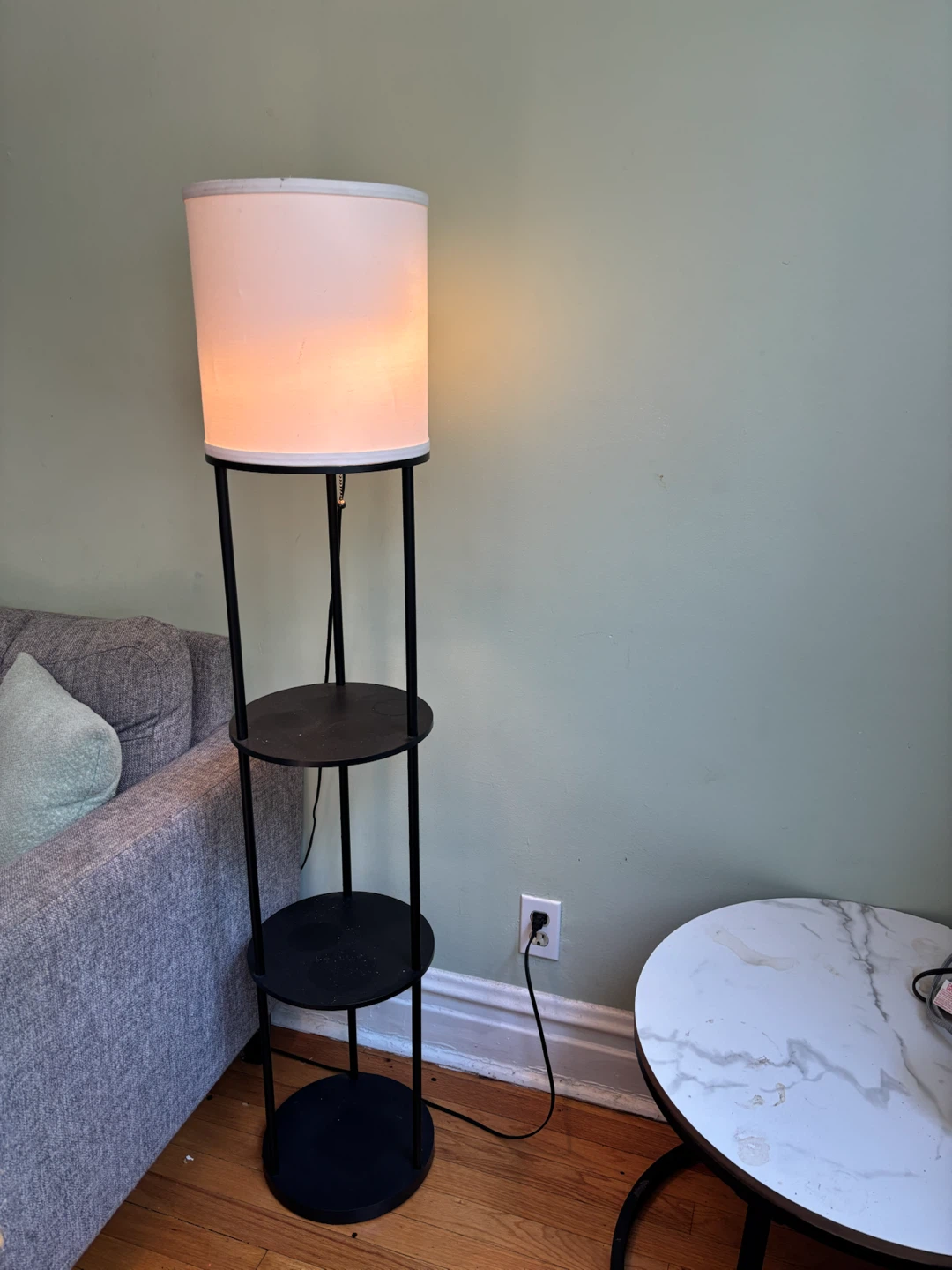 Black floor lamp with shelves - photo 2
