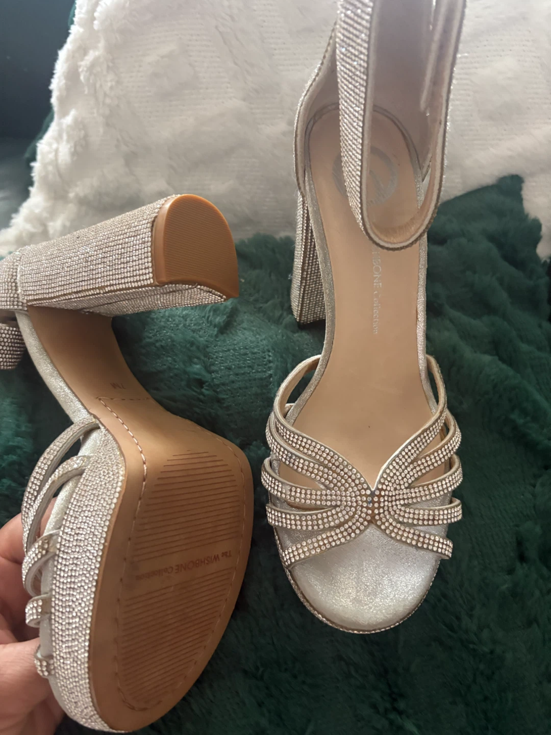 Wishbone Collection Silver Embellished Block Heels - photo 2