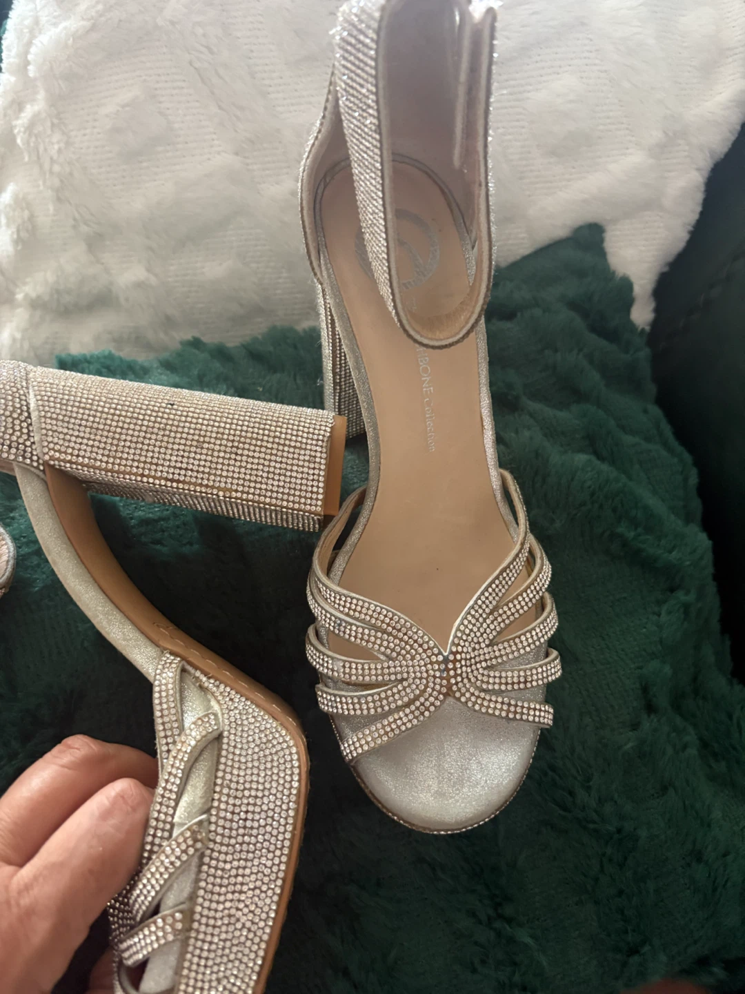 Wishbone Collection Silver Embellished Block Heels - photo 3