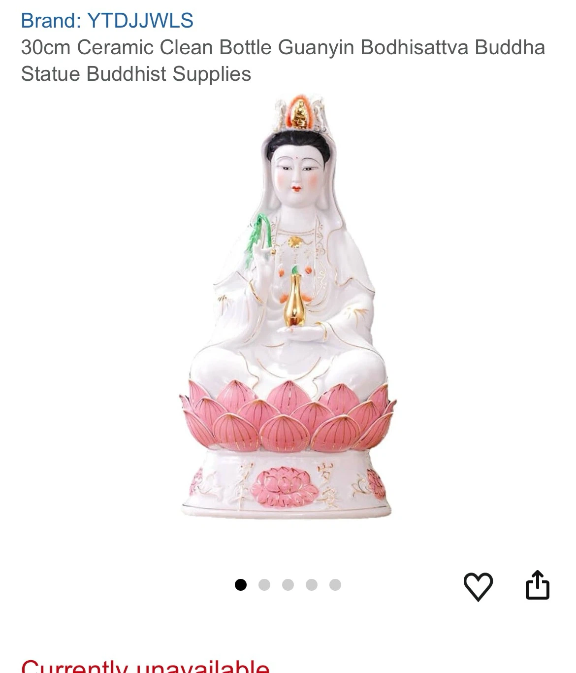 Ceramic Guanyin Bodhisattva Buddha Statue