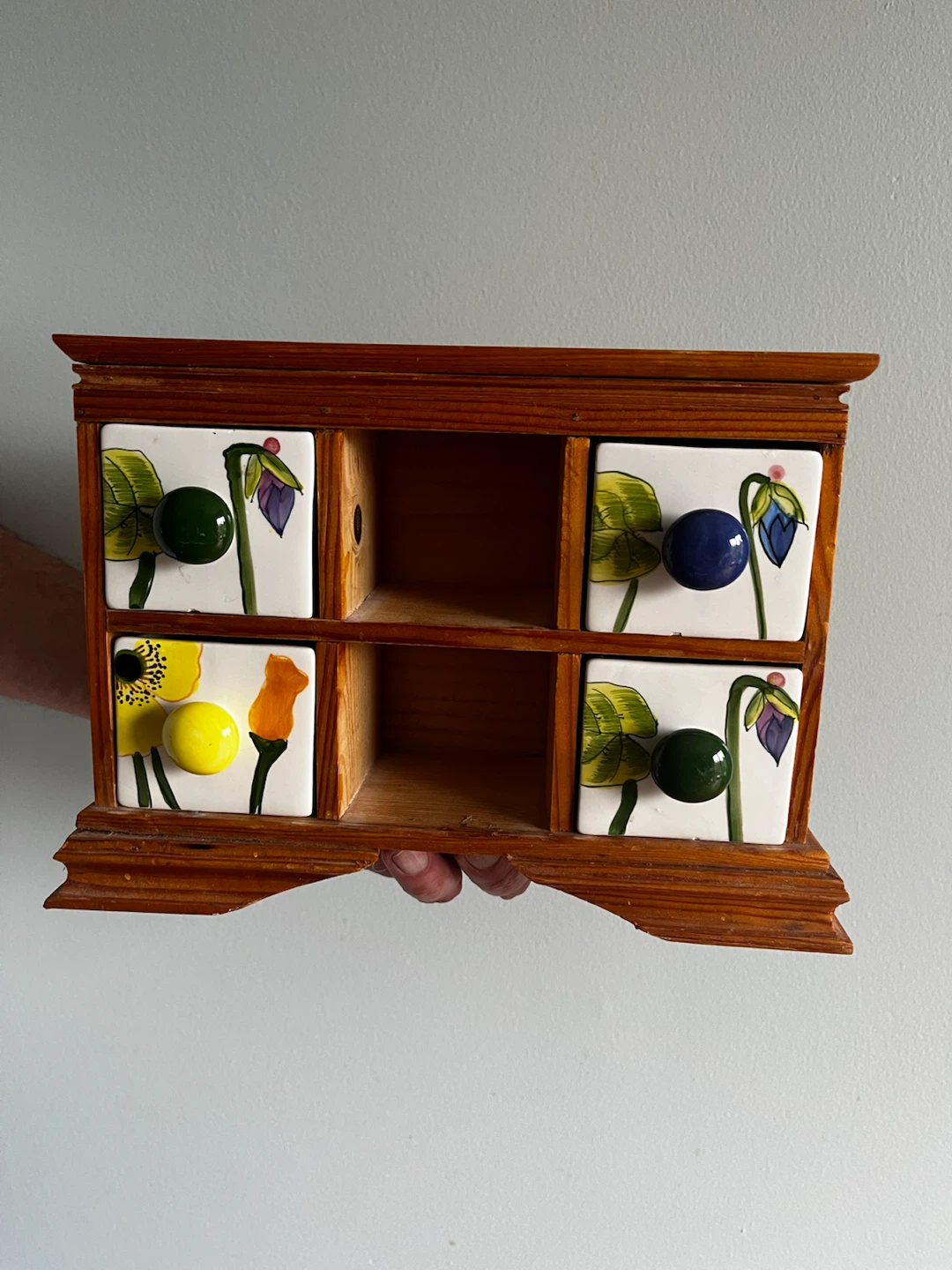 Wooden Drawer Organizer with Floral Design