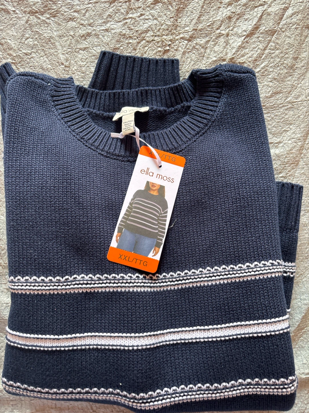 Ladies Ella Moss Navy Blue Knit Sweater XXL/TTG