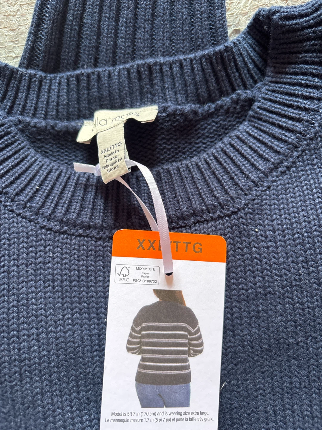Ladies Ella Moss Navy Blue Knit Sweater XXL/TTG - photo 2