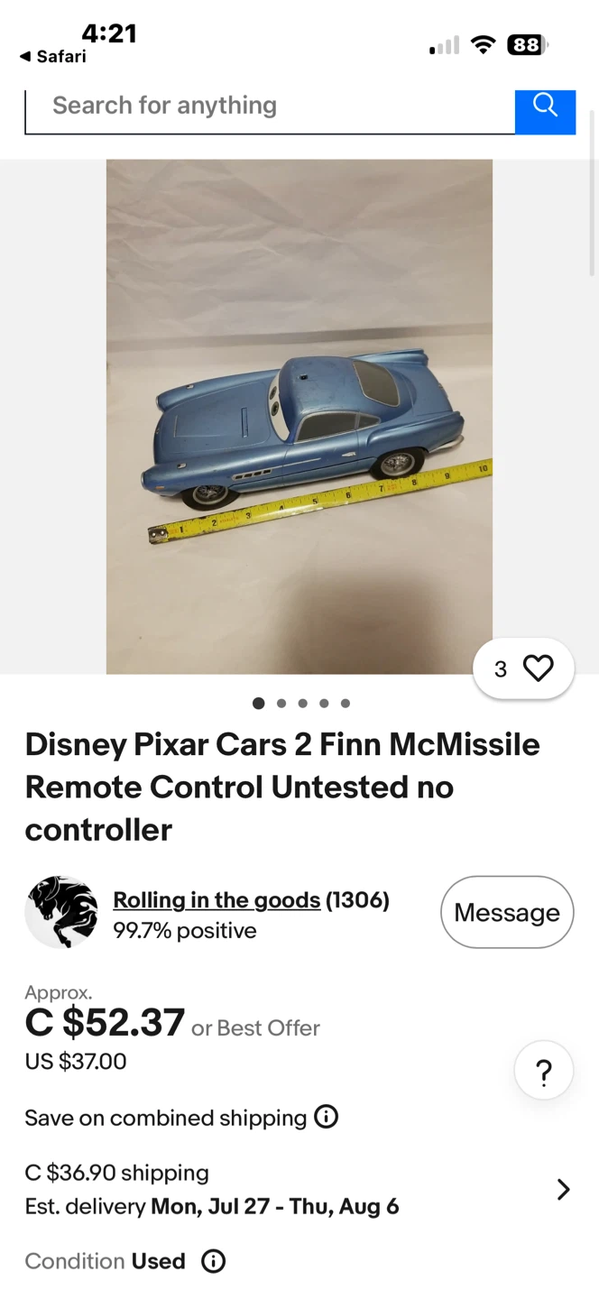 Disney Pixar Cars 2 Finn McMissile Remote Control Car - photo 3