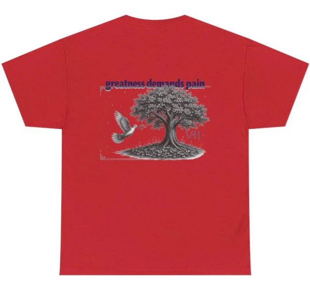 Graphic T-Shirt with "greatness demands pain" slogan - photo 3