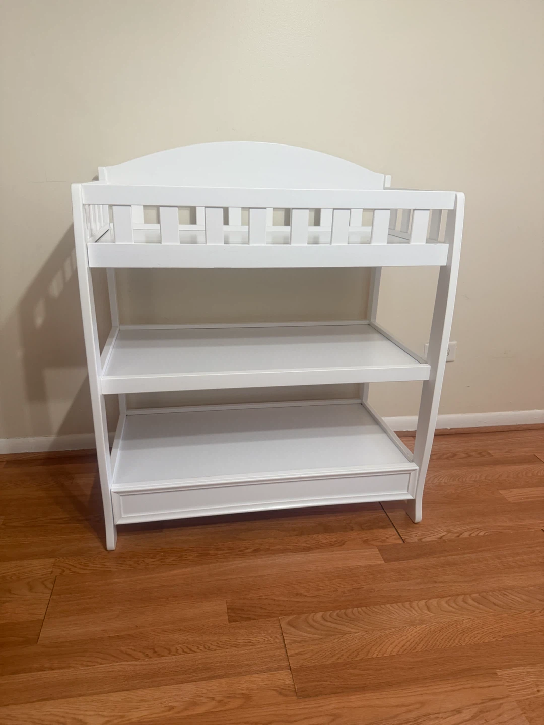 White Baby Changing Table with Shelves