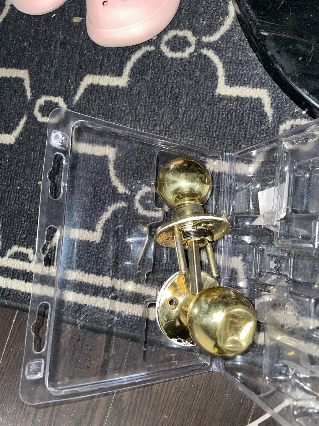 Used Brass Round Door Knob Set - photo 2