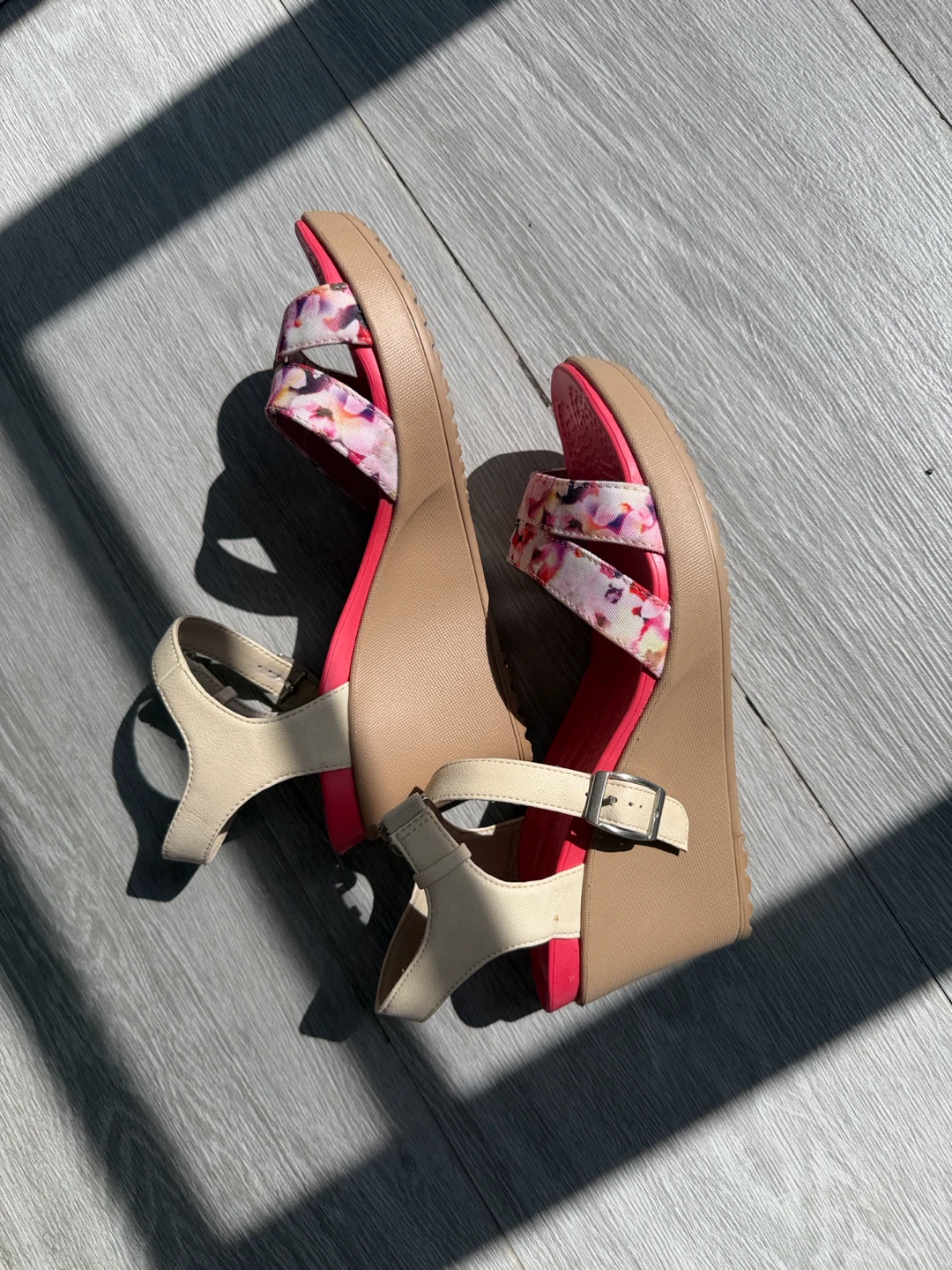 Crocs Leigh II Floral Ankle Strap Wedge Heel Sandals - photo 2