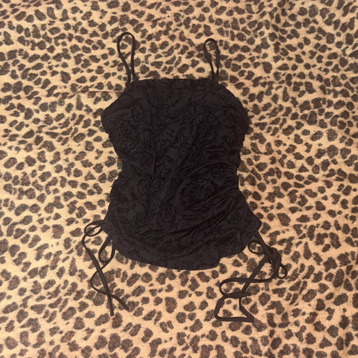 black mesh/velvet tank
