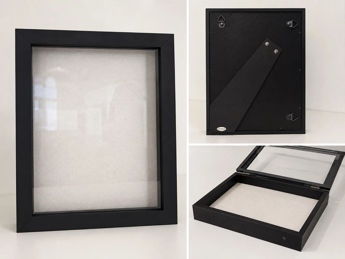 8.5” × 11” Black Shadow Box Display Frame