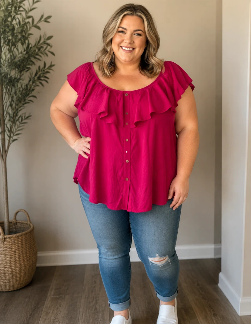 Pink Ruffle Off-the-Shoulder Top