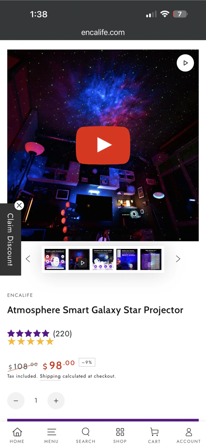 Encalife Atmosphere smart Galaxy Star Projector - photo 4