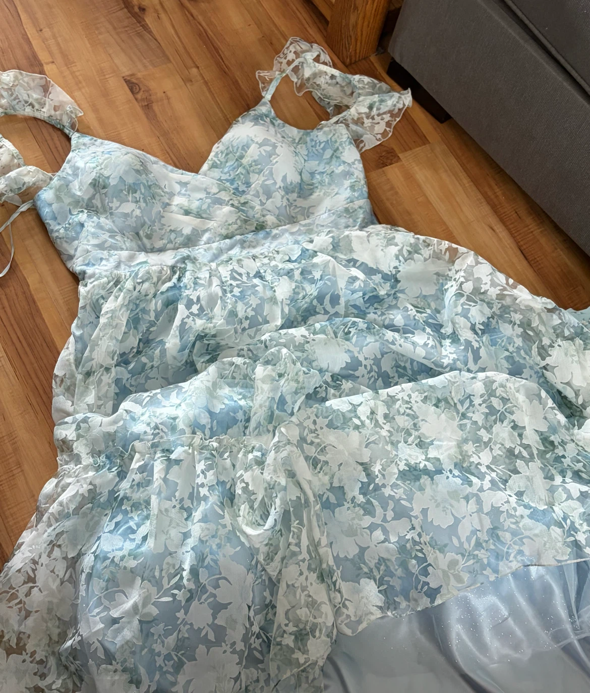 Blue floral print midi dress - photo 3