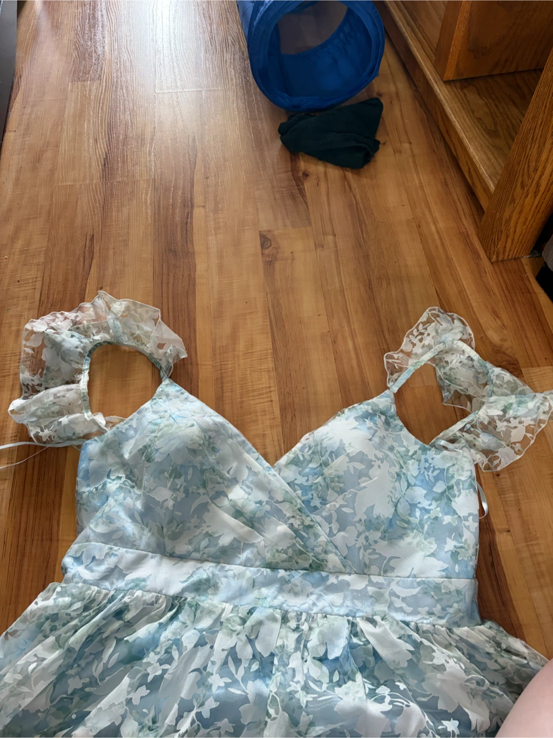 Blue floral print midi dress - photo 4