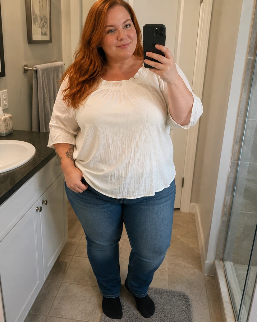White Textured Blouse