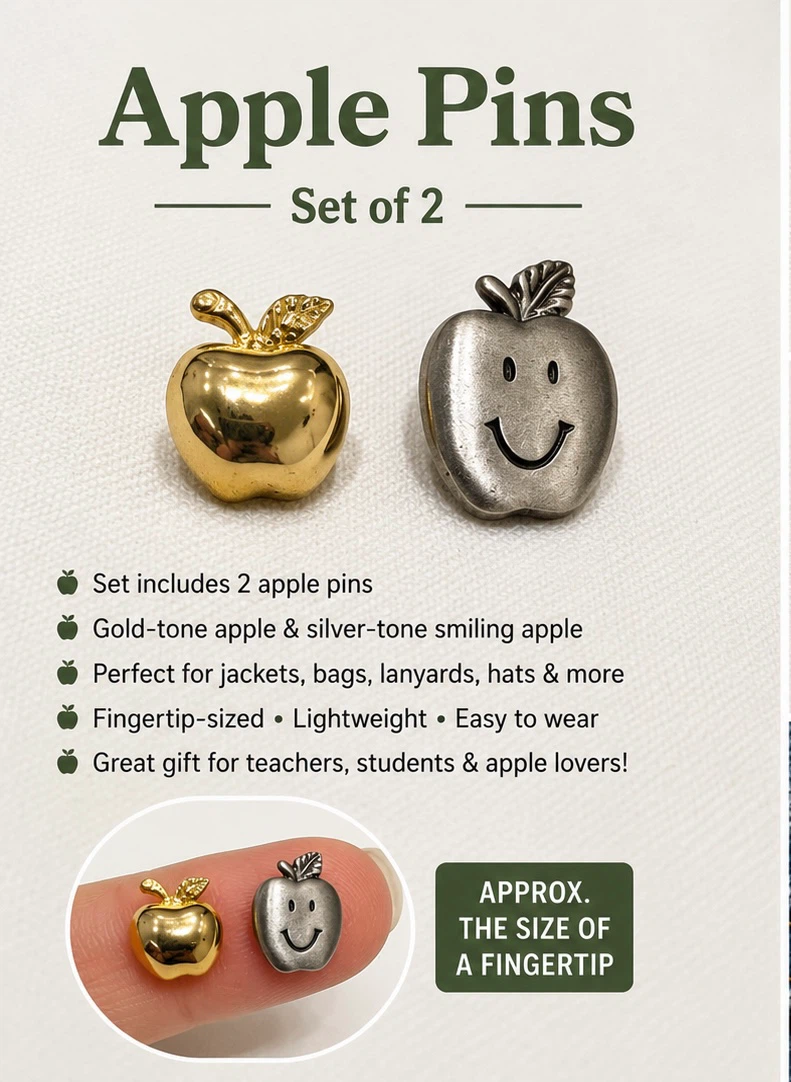 🍎 Apple Pins – Set of 2