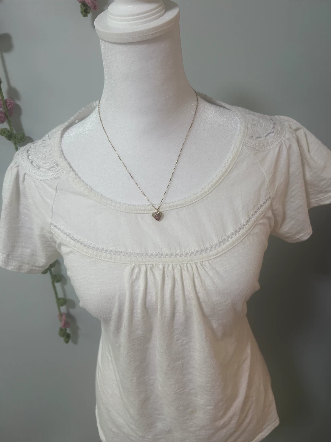 White Suzy T-Shirt with Lace Detail - M/M - photo 2