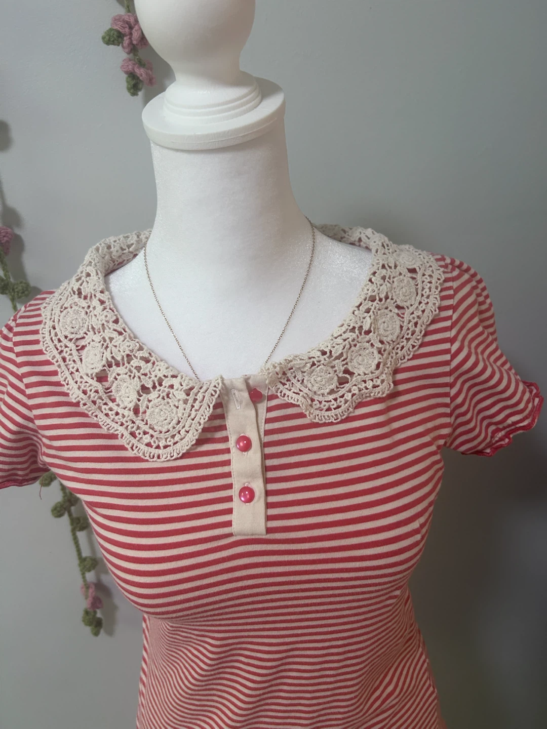 La Chapelle Sport Striped Top with Crochet Collar - photo 2