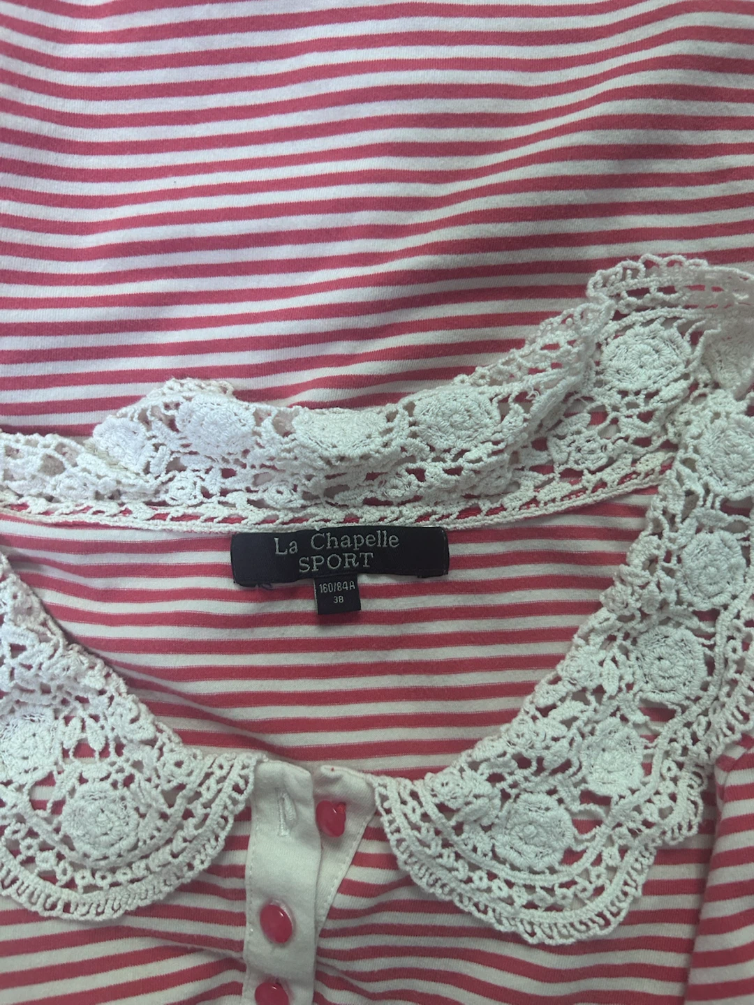 La Chapelle Sport Striped Top with Crochet Collar - photo 3