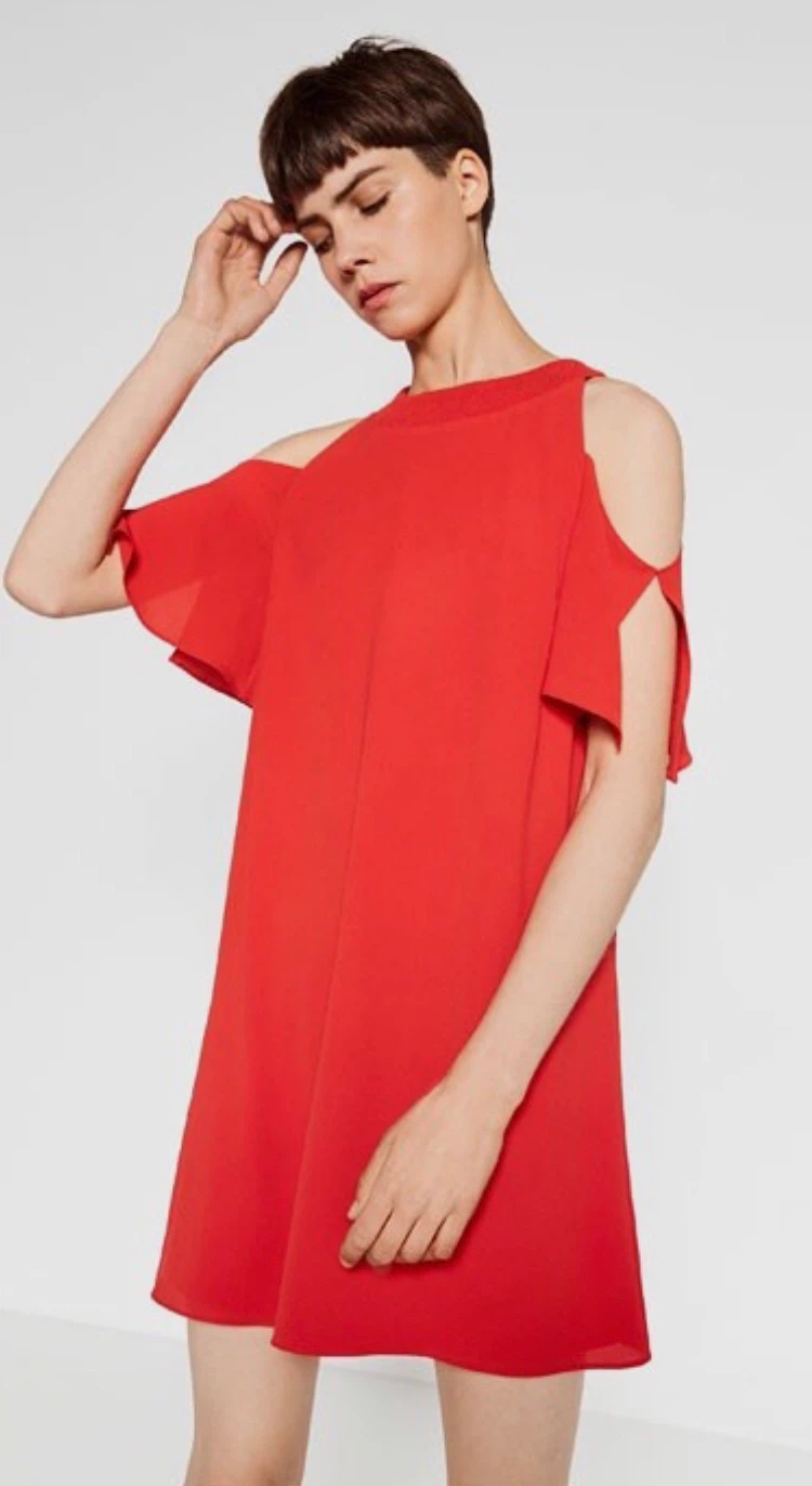 Red Cold Shoulder Dress $30