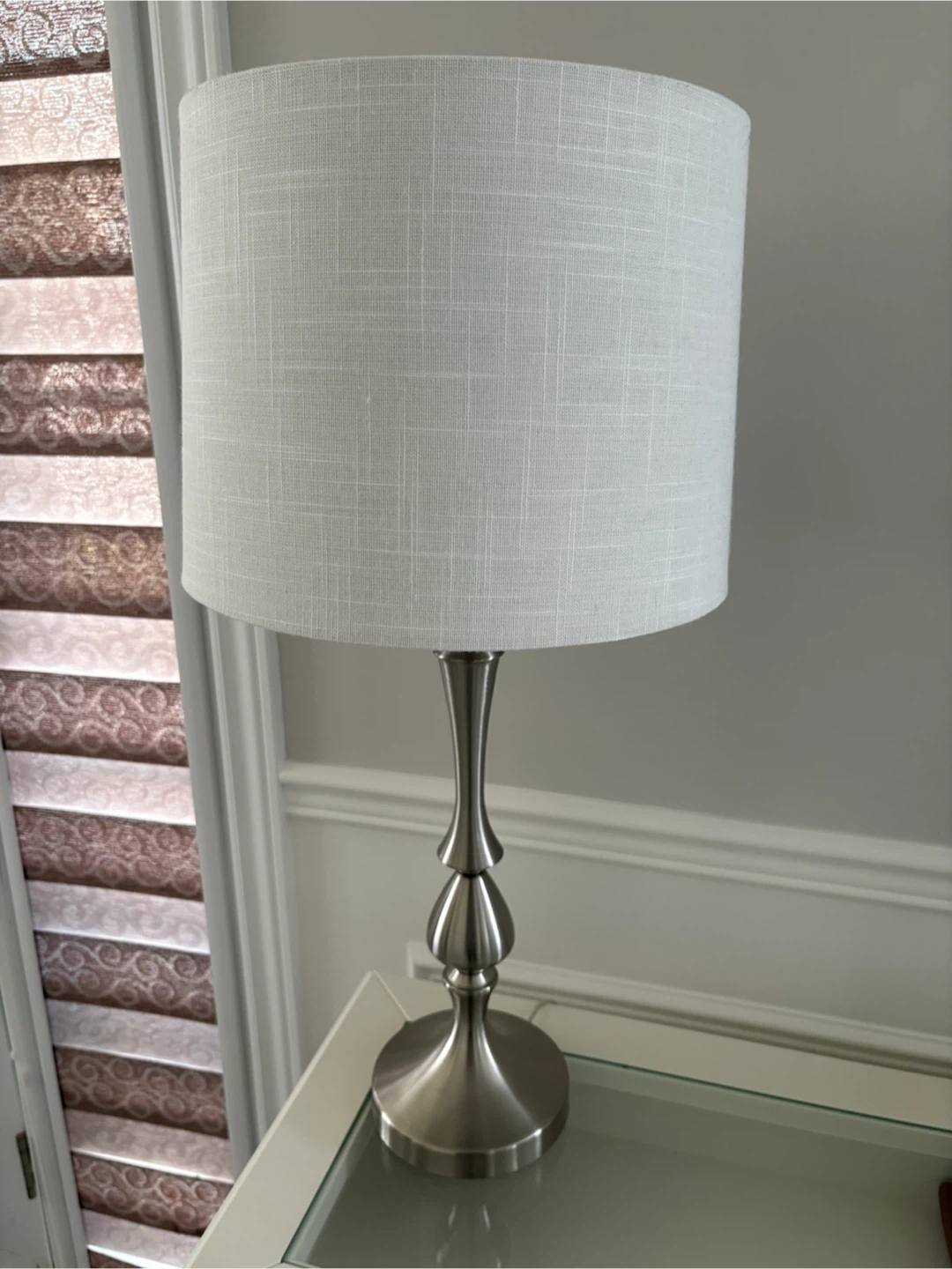 Silver Table Lamp with White Shade