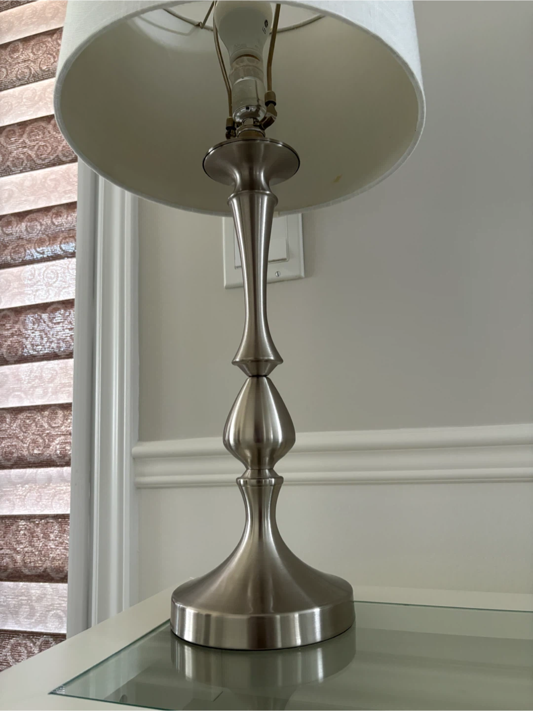 Silver Table Lamp with White Shade - photo 2