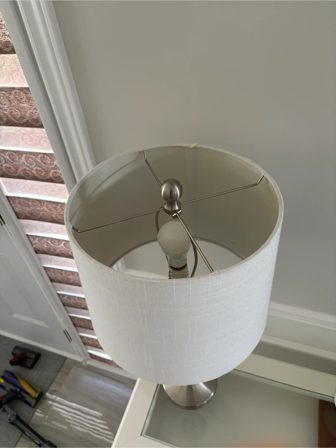 Silver Table Lamp with White Shade - photo 3