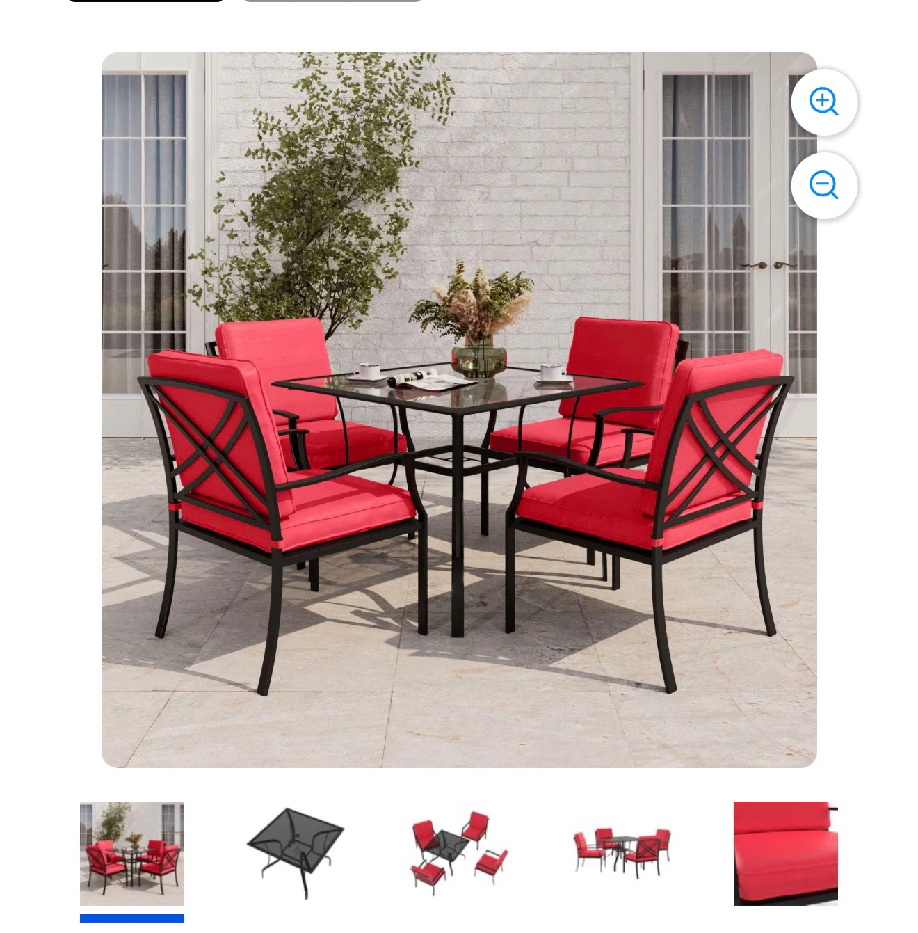Red Patio Dining Set - Table and 4 Chairs