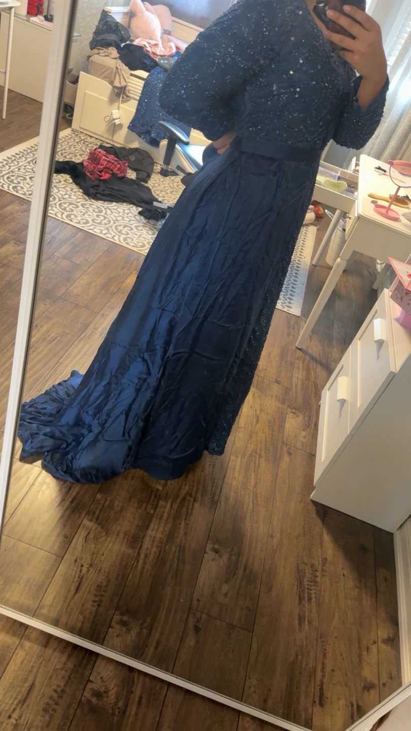 Navy Blue Embellished Maxi Dress - photo 3