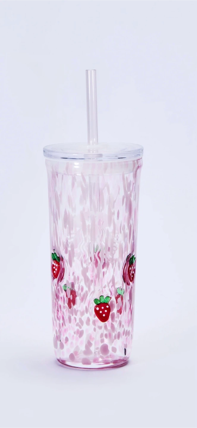 Starbucks Pink Strawberry Tumbler with Straw