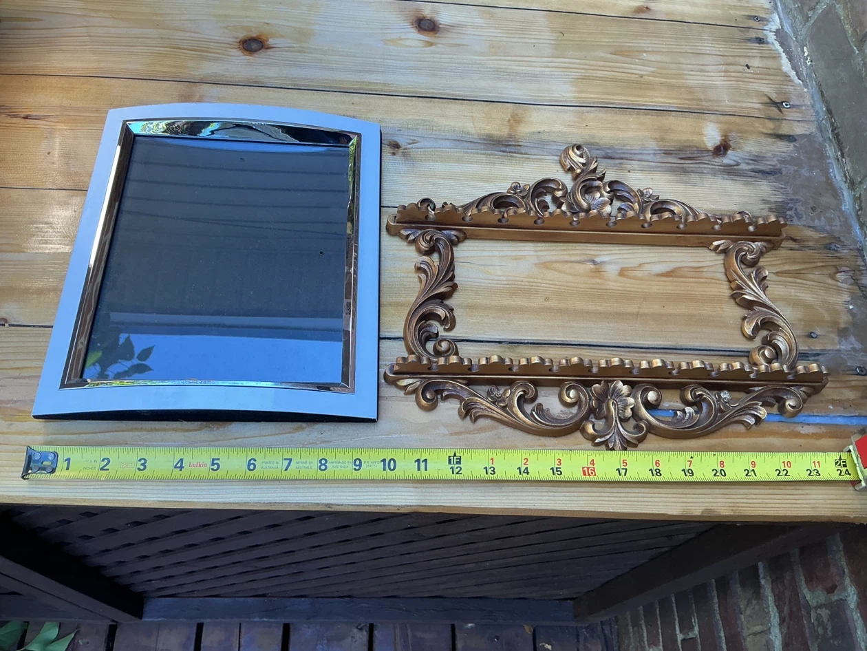 Vintage Ornate Gold Frame and White/Chrome Picture Frame