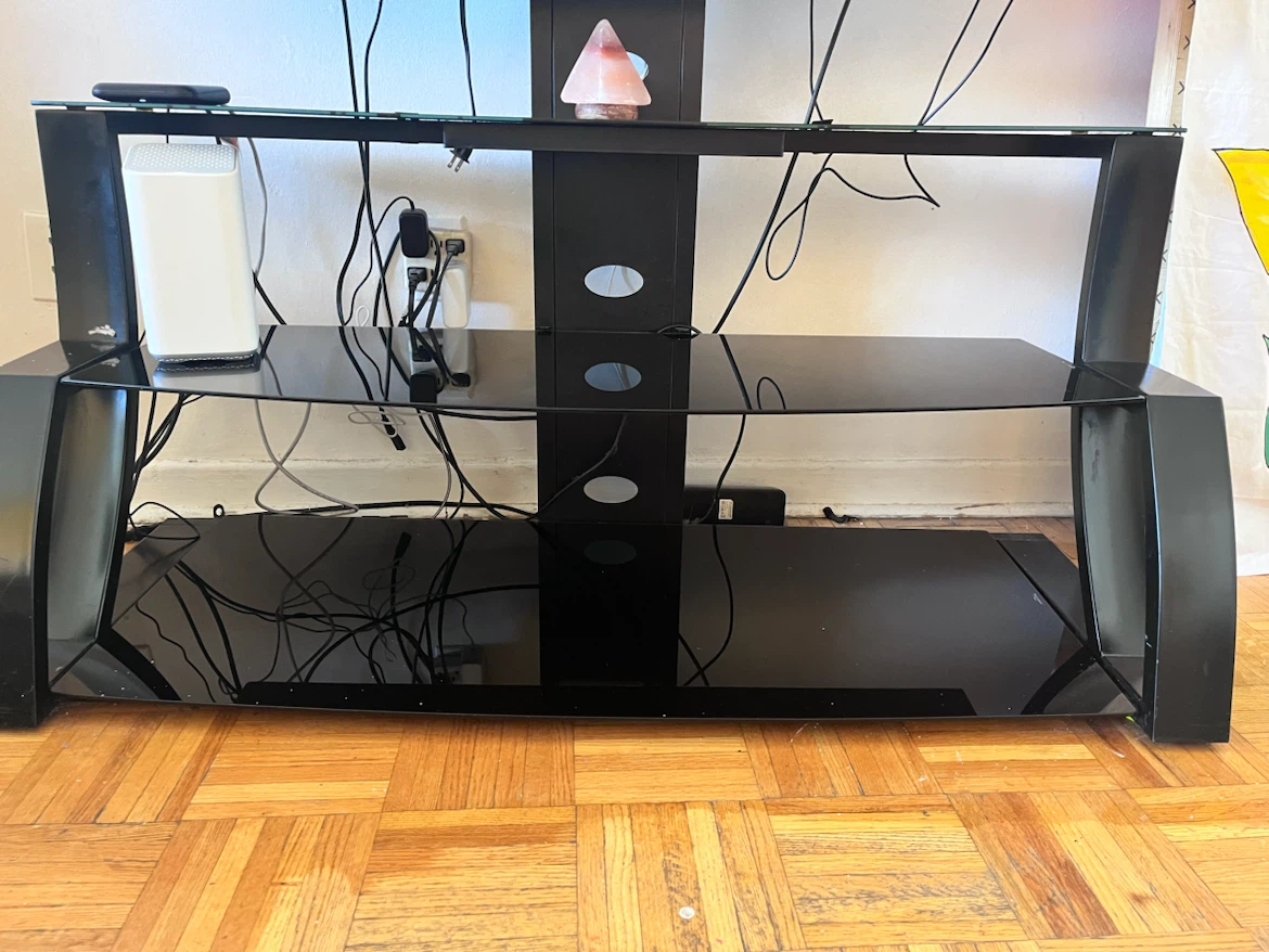 Black Glass TV Stand - photo 2