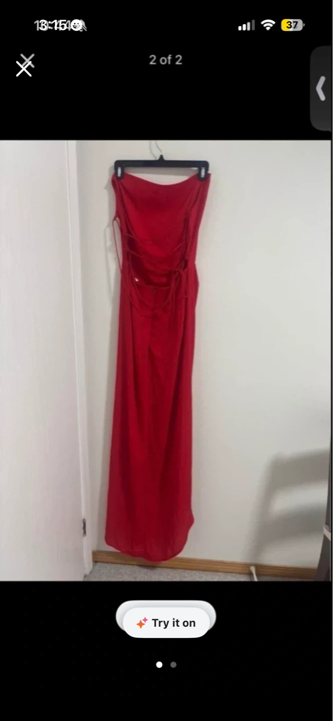 Red Strapless Formal Gown