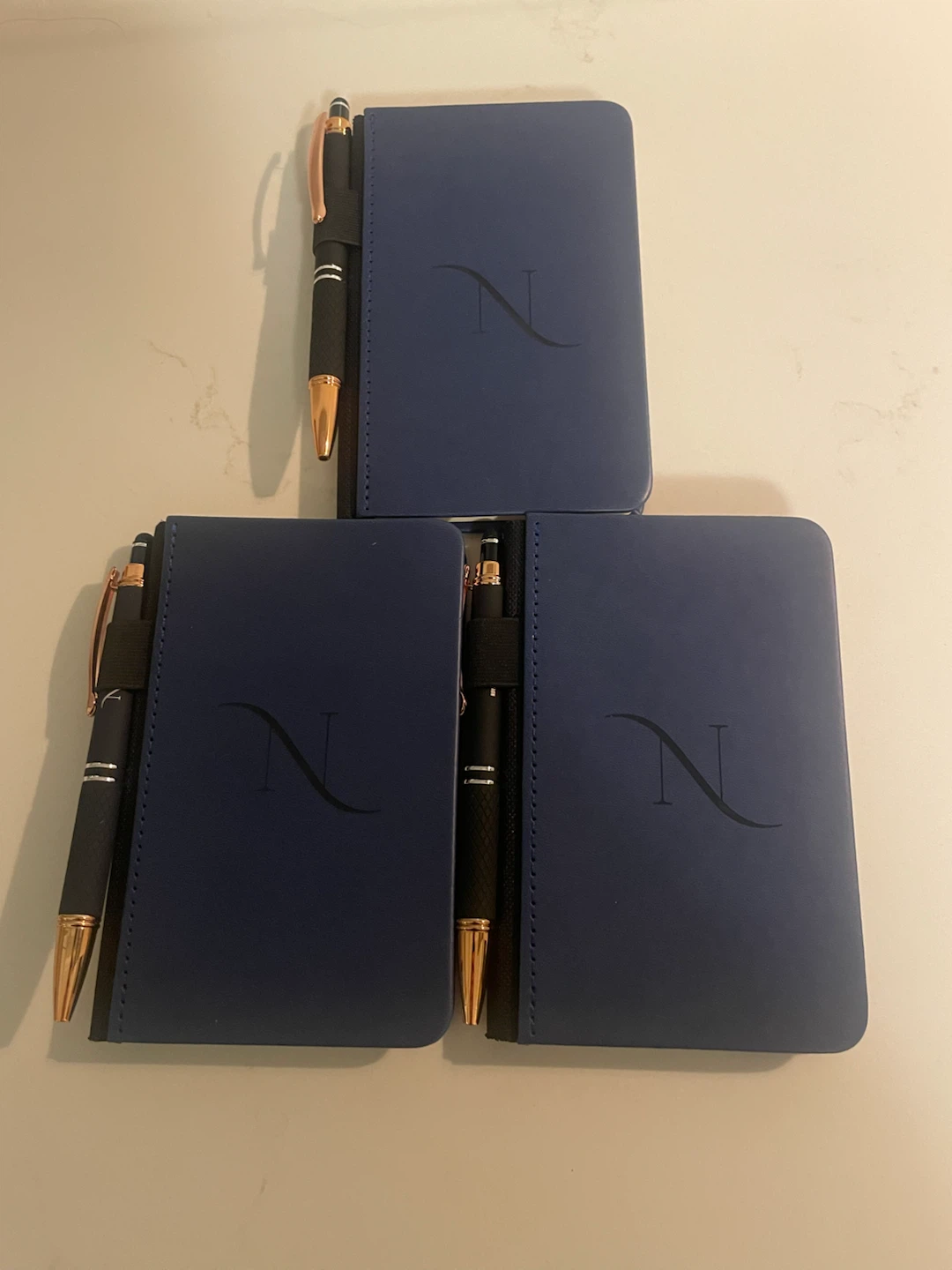 🆕 Set of 3 Blue Notebooks with Pens