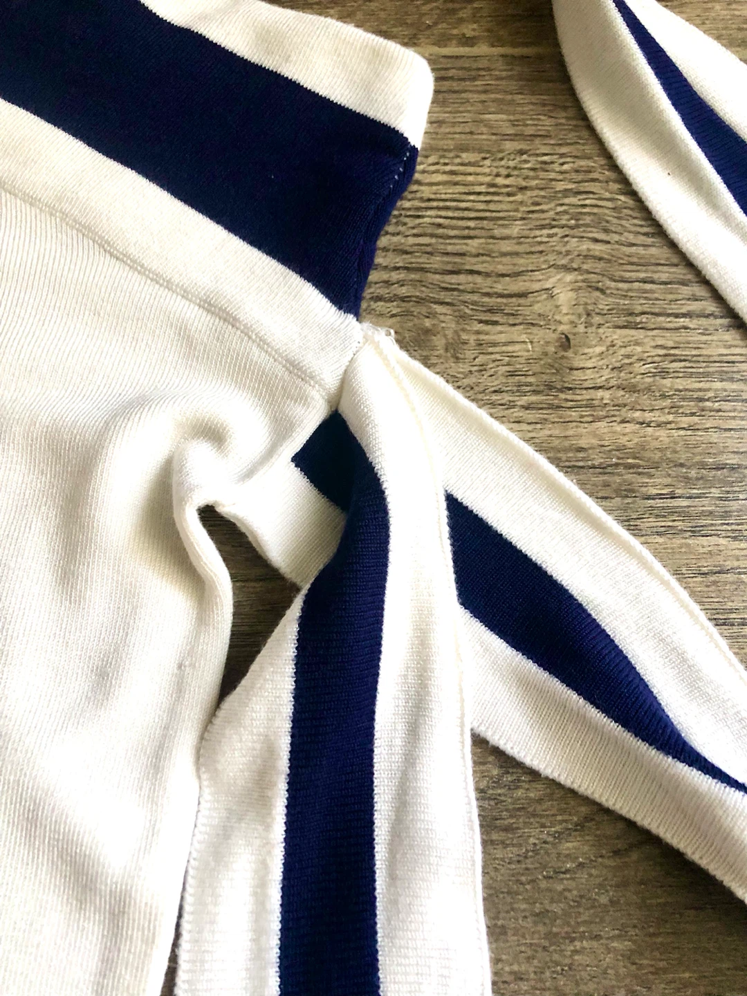 White One Shoulder Top with Navy Stripes - photo 3