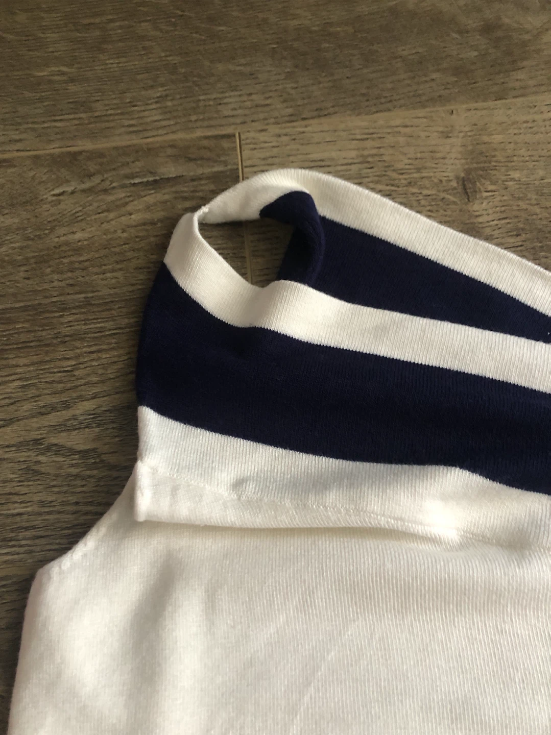White One Shoulder Top with Navy Stripes - photo 5