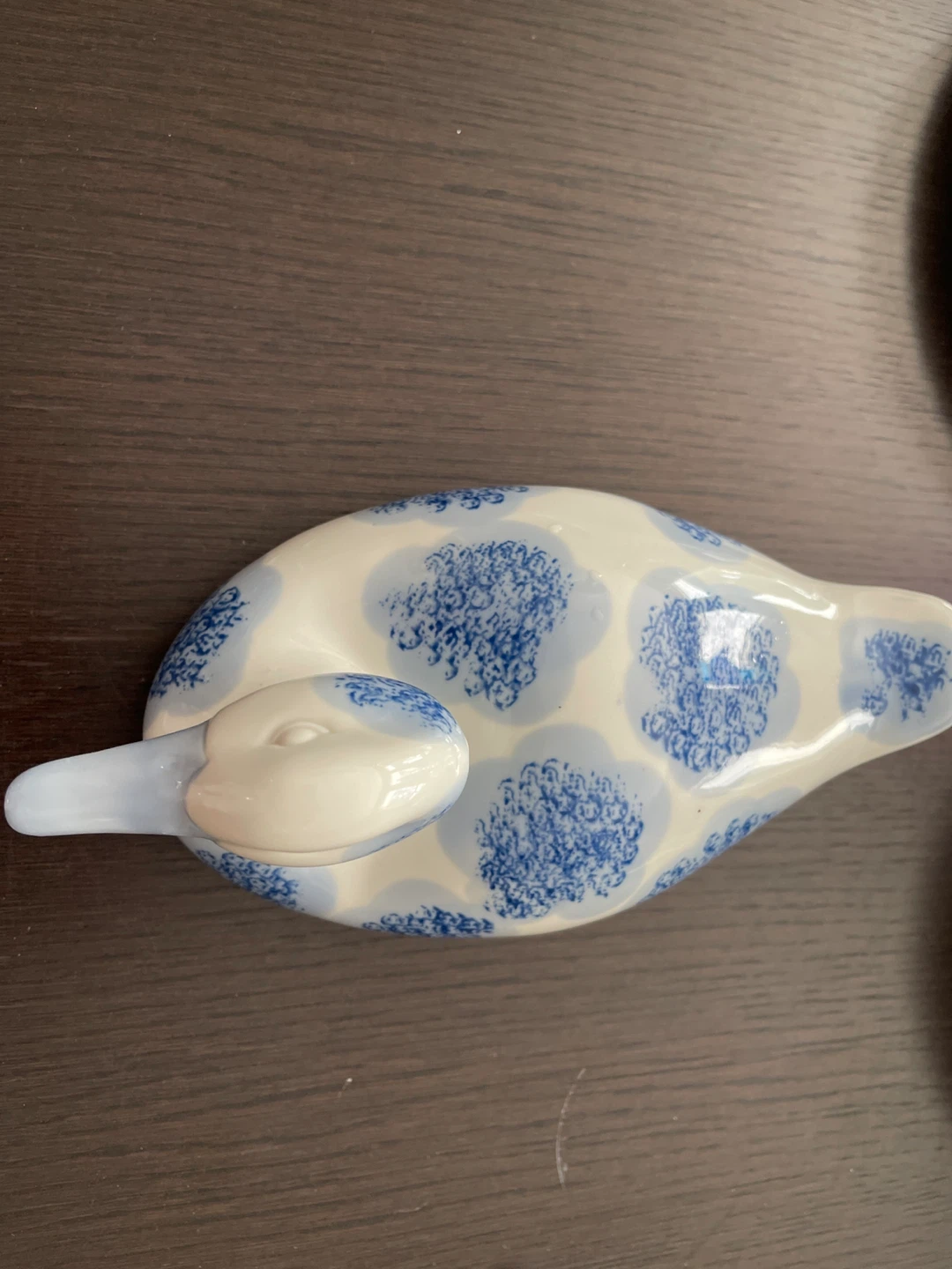 Staffordshire Ceramic Duck Figurine Blue Floral Pattern - photo 4