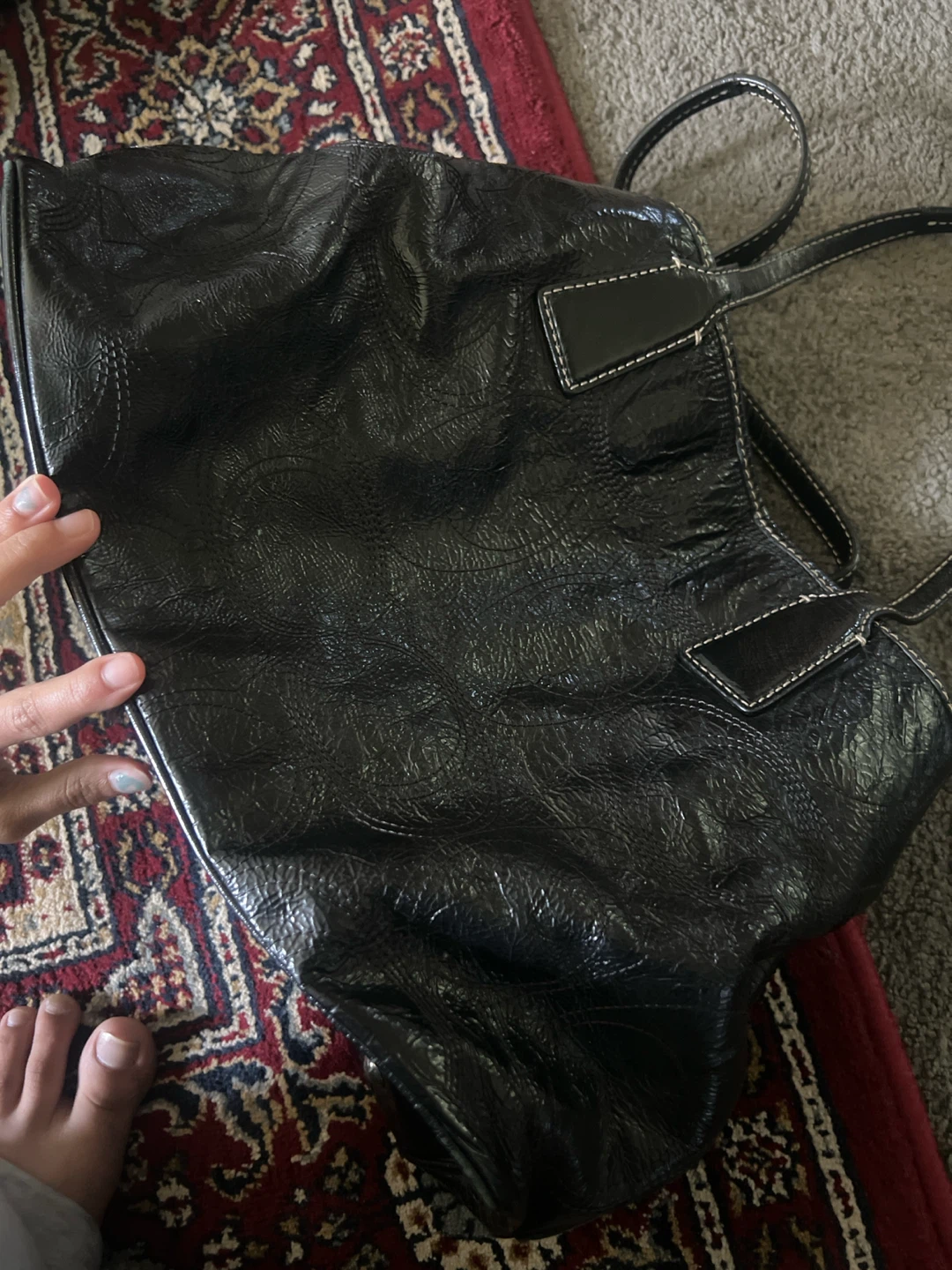 Coach Black Leather Monogram Tote Bag - photo 5